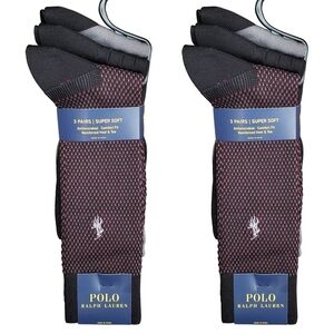 Polo Ralph Lauren Birdseye Dress Socks Men Black/Red/Gray 6 Pairs of Socks NWT